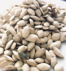Bright white seeds in a large pile.
