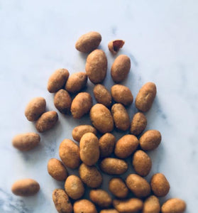 Barbecue flavored brown flour coated nuts 